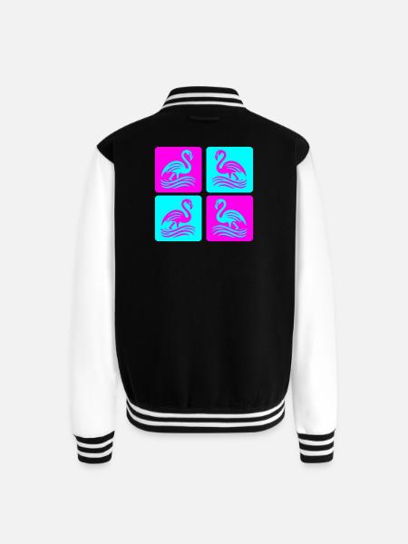 Flamingo Waves Pop Art - Unisex College Sweat Jacket - black/white