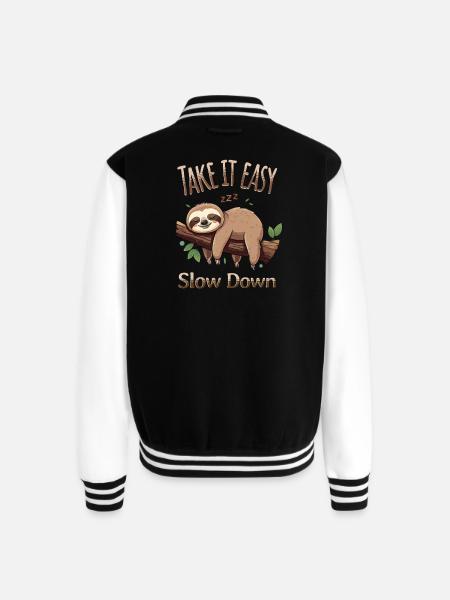 Sloth Take It Easy - Unisex College Sweat Jacket - black/white