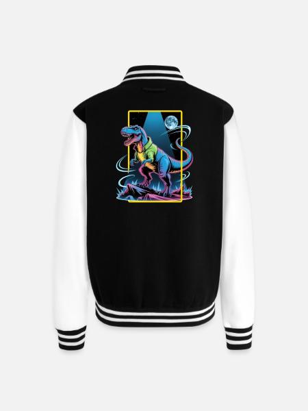 Futuristic T-Rex – Neon Power Beast - Unisex College Sweat Jacket - black/white