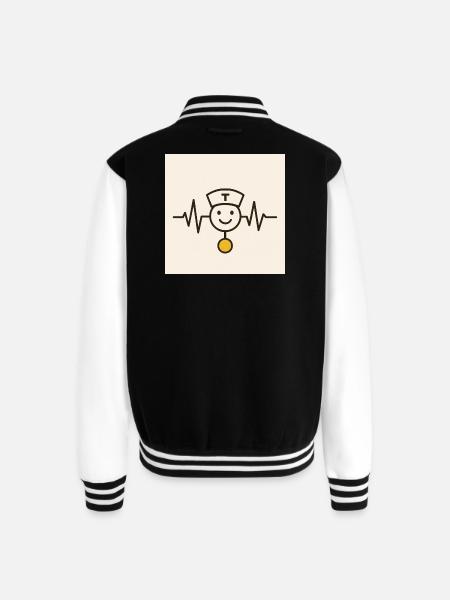 Nurse Heartbeat Smile Badge - Unisex College Sweat Jacket - black/white
