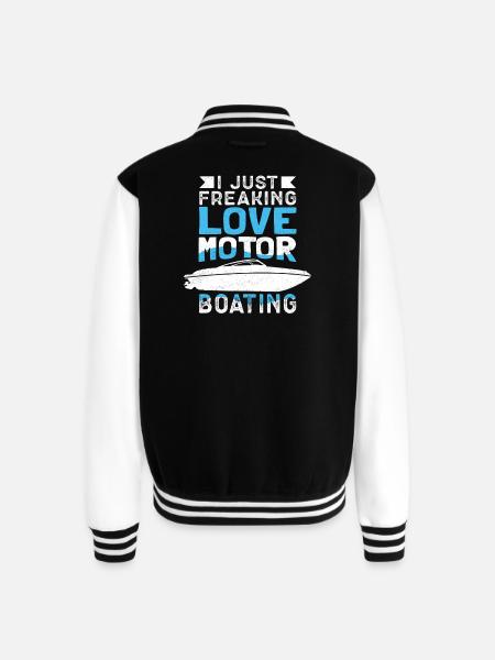 Motorboat Love Motor Boating - Unisex College Sweat Jacket - black/white