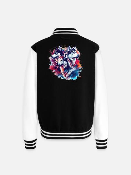 Husky Trio Neon Splash - Unisex College Sweat Jacket - black/white