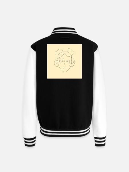 line girl face - Unisex College Sweat Jacket - black/white