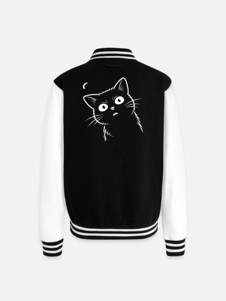 Surprised cat. - Unisex College Sweat Jacket - black/white