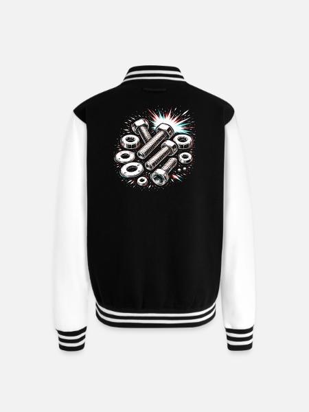 Screws Nuts Mechanic Tool Design - Unisex College Sweat Jacket - black/white