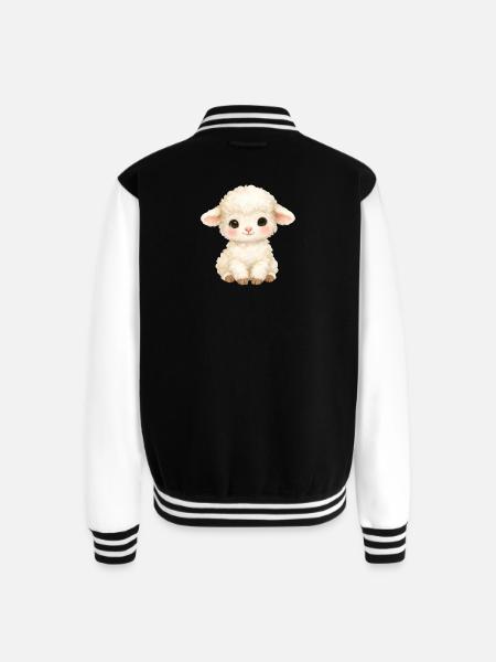 Pastel Lamb - Unisex College Sweat Jacket - black/white