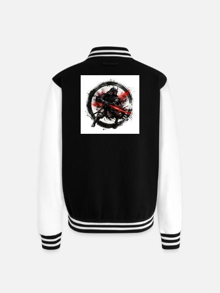 Shadow Samurai with Crimson Blade - Unisex College Sweat Jacket - black/white