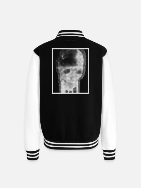 Monochrome Skull Halftone - Unisex College Sweat Jacket - black/white
