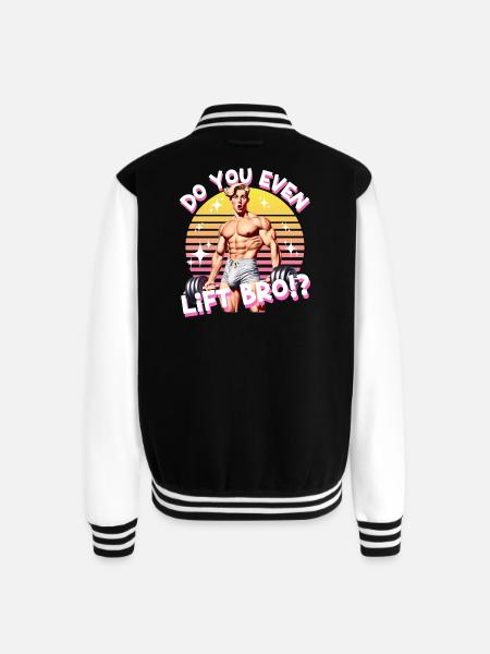 Retro Muscle Lift Meme - Unisex College Sweat Jacket - black/white