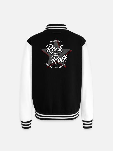 Born to Rock and Roll Star Design - Unisex College Sweat Jacket - black/white