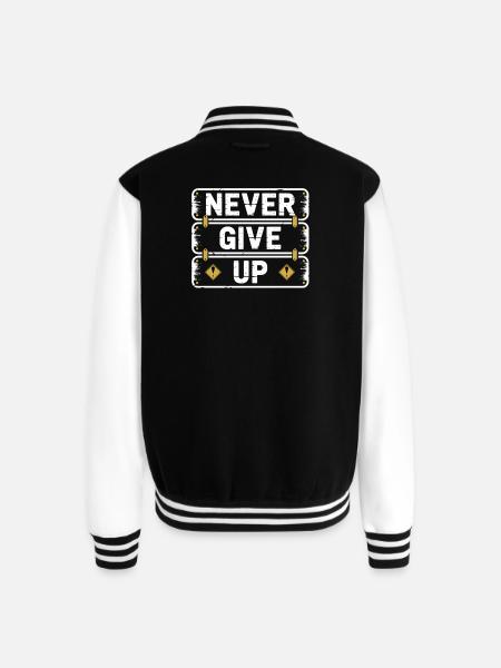 Never Give Up - Unisex College Sweat Jacket - black/white