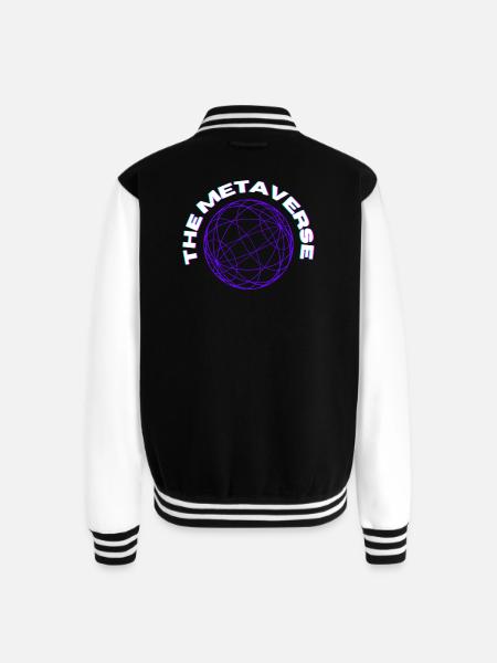 Metaverse Globe Neon Print - Unisex College Sweat Jacket - black/white