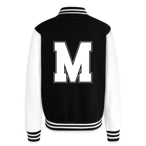 White Letter M – Varsity Alphabet Monogram - Unisex College Sweat Jacket