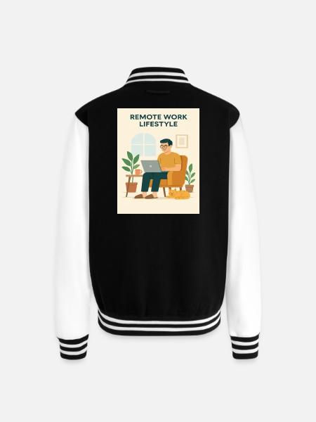 Remote Work Lifestyle Illustration - Unisex College Sweat Jacket - black/white