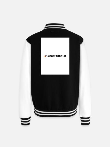 Never Give Up - Unisex College Sweat Jacket - black/white