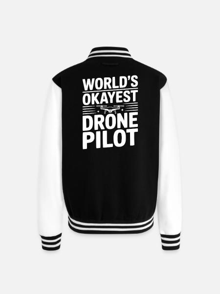 World's Okayest Drone Pilot - Unisex College Sweat Jacket - black/white