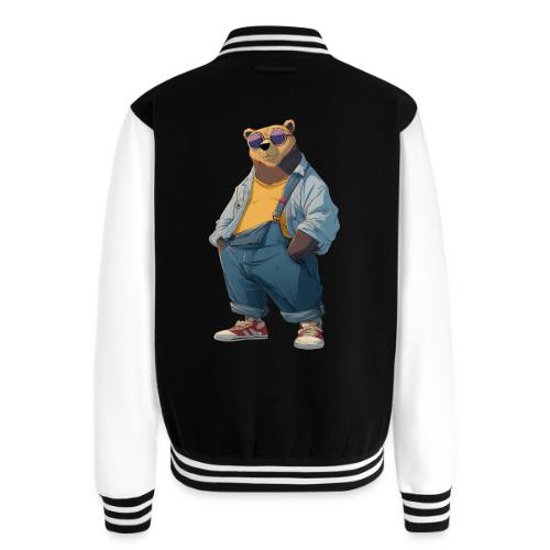 Fashion Streetwear Bear Cartoon Art - Unisex College Sweat Jacket