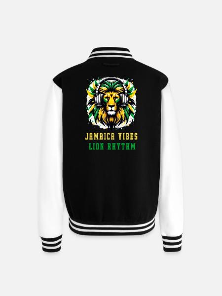 Jamaica lion reggae design - Unisex College Sweat Jacket - black/white