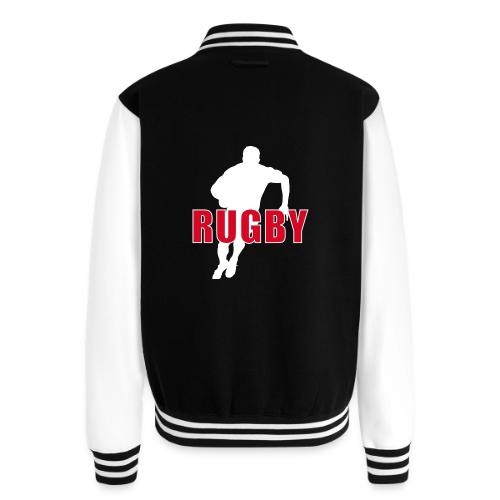 Bold Rugby Action Silhouette - Unisex College Sweat Jacket