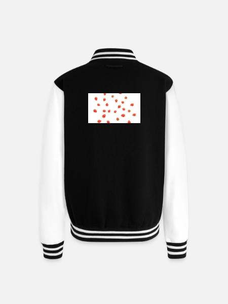 Strawberry Scatter Pattern - Unisex College Sweat Jacket - black/white