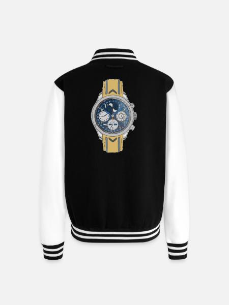 Moonphase Chrono Blue Dial Watch - Unisex College Sweat Jacket - black/white