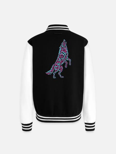 Howling Wolf Calligraffiti - Unisex College Sweat Jacket - black/white