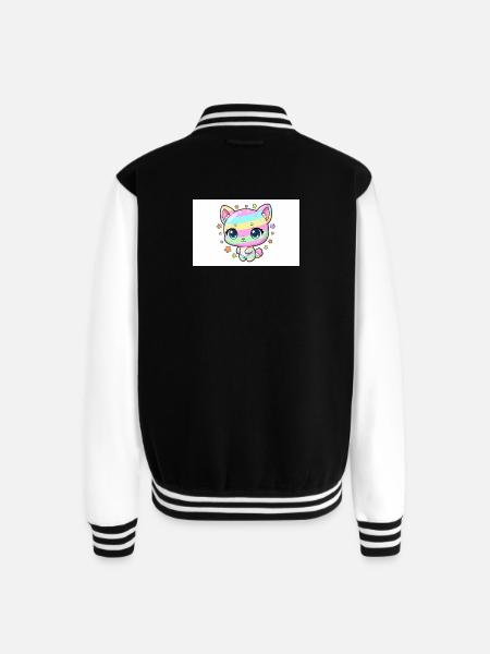 Pastel Rainbow Kitten - Unisex College Sweat Jacket - black/white