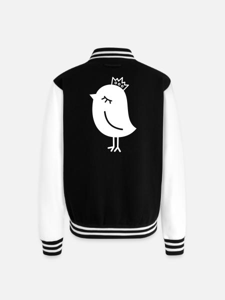 Royal Sparrow – Crowned Birdie - Unisex College Sweat Jacket - black/white