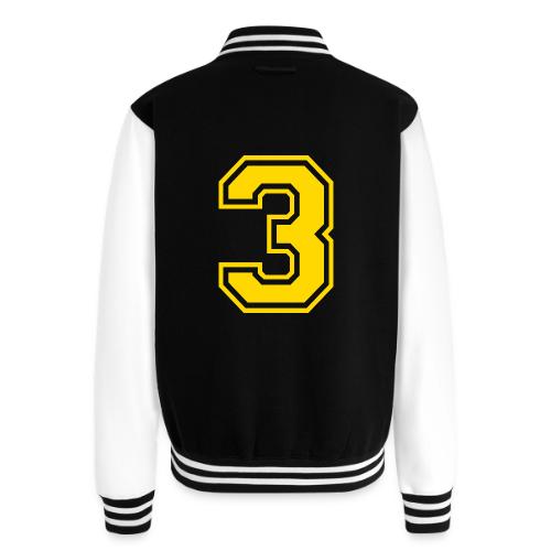 Number 3 in a classic athletic collegiate font - Unisex College Sweat Jacket