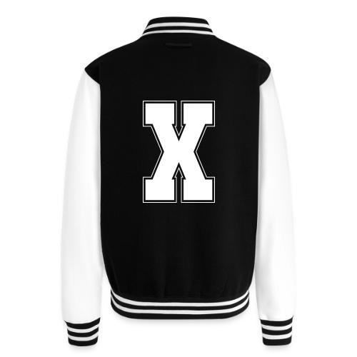 White Letter X – Varsity Alphabet Monogram - Unisex College Sweat Jacket