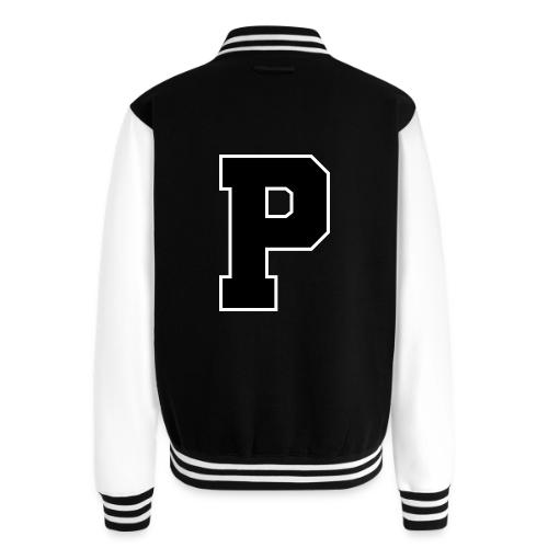 Varsity Letter P Athletic Alphabet Design - Unisex College Sweat Jacket