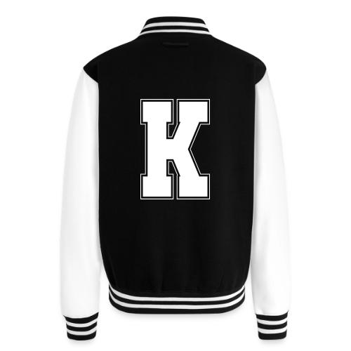 White Letter K – Varsity Alphabet Monogram - Unisex College Sweat Jacket