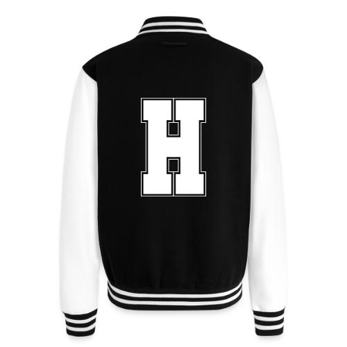 White Letter H – Varsity Alphabet Monogram - Unisex College Sweat Jacket