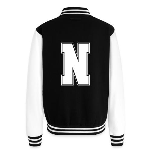 White Letter N – Varsity Alphabet Monogram - Unisex College Sweat Jacket