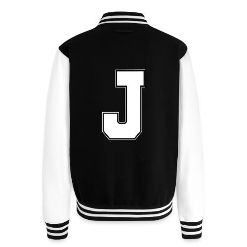 White Letter J – Varsity Alphabet Monogram - Unisex College Sweat Jacket