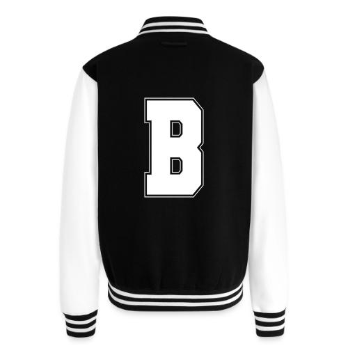 White Letter B – Varsity Alphabet Monogram - Unisex College Sweat Jacket