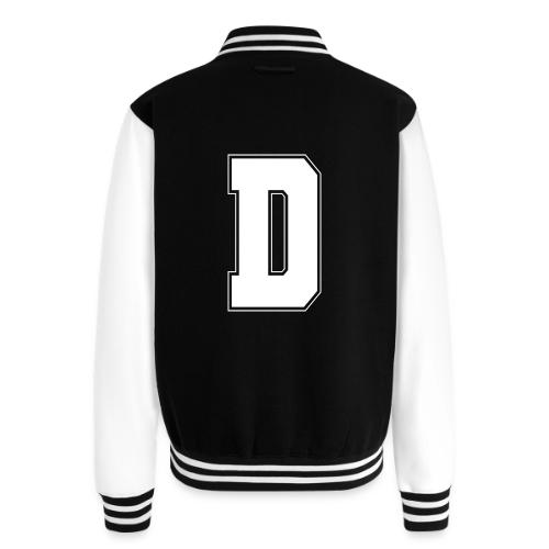 White Letter D – Varsity Alphabet Monogram - Unisex College Sweat Jacket