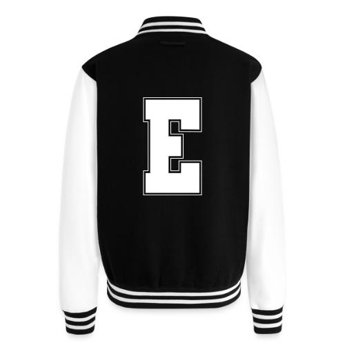 White Letter E – Varsity Alphabet Monogram - Unisex College Sweat Jacket