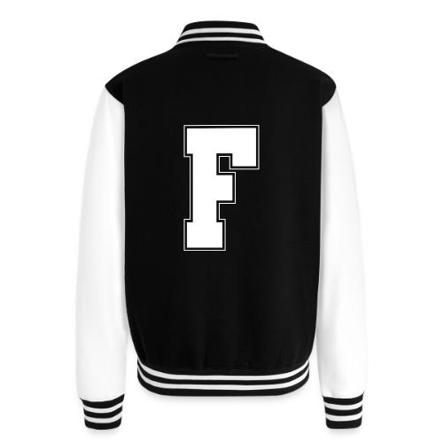 White Letter F – Varsity Alphabet Monogram - Unisex College Sweat Jacket