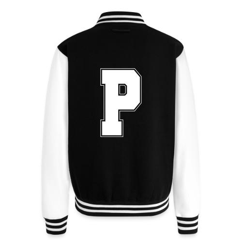 White Letter P – Varsity Alphabet Monogram - Unisex College Sweat Jacket