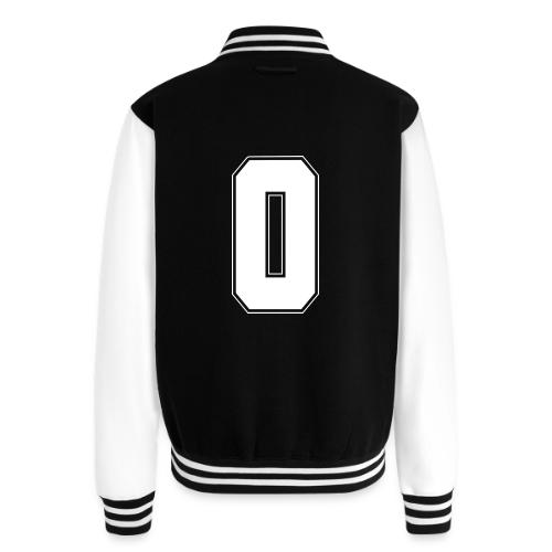 White Number 0 – Varsity Font - Unisex College Sweat Jacket