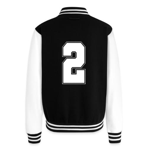 White Number 2 – Varsity Font - Unisex College Sweat Jacket