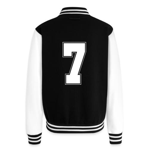 White Number 7 – Varsity Font - Unisex College Sweat Jacket