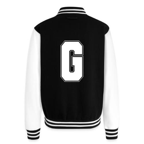 White Letter G – Varsity Alphabet Monogram - Unisex College Sweat Jacket