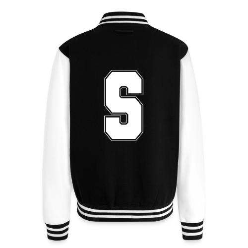 White Letter S – Varsity Alphabet Monogram - Unisex College Sweat Jacket