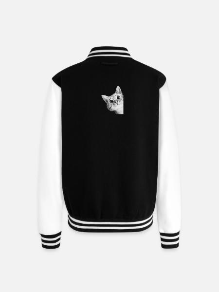 Curious Kitten Mono Sketch - Unisex College Sweat Jacket - black/white