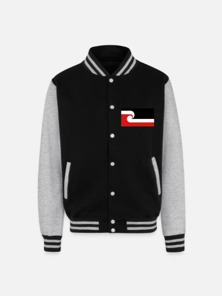 Maori Flag - Unisex College Sweat Jacket - black/heather grey