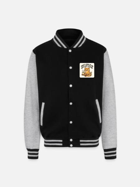 Unimpressed cat - Unisex College Sweat Jacket - black/heather grey