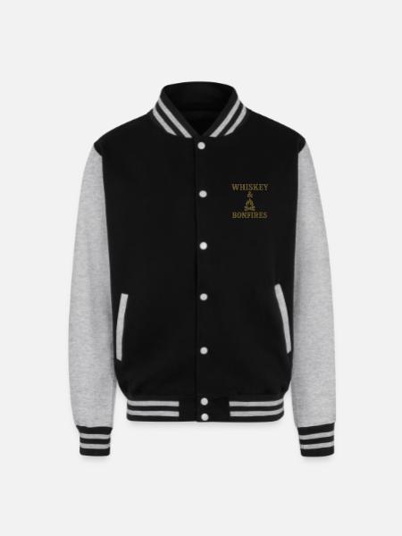 Whiskey Bonfires - Unisex College Sweat Jacket - black/heather grey