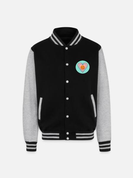 Gold Heart - Unisex College Sweat Jacket - black/heather grey